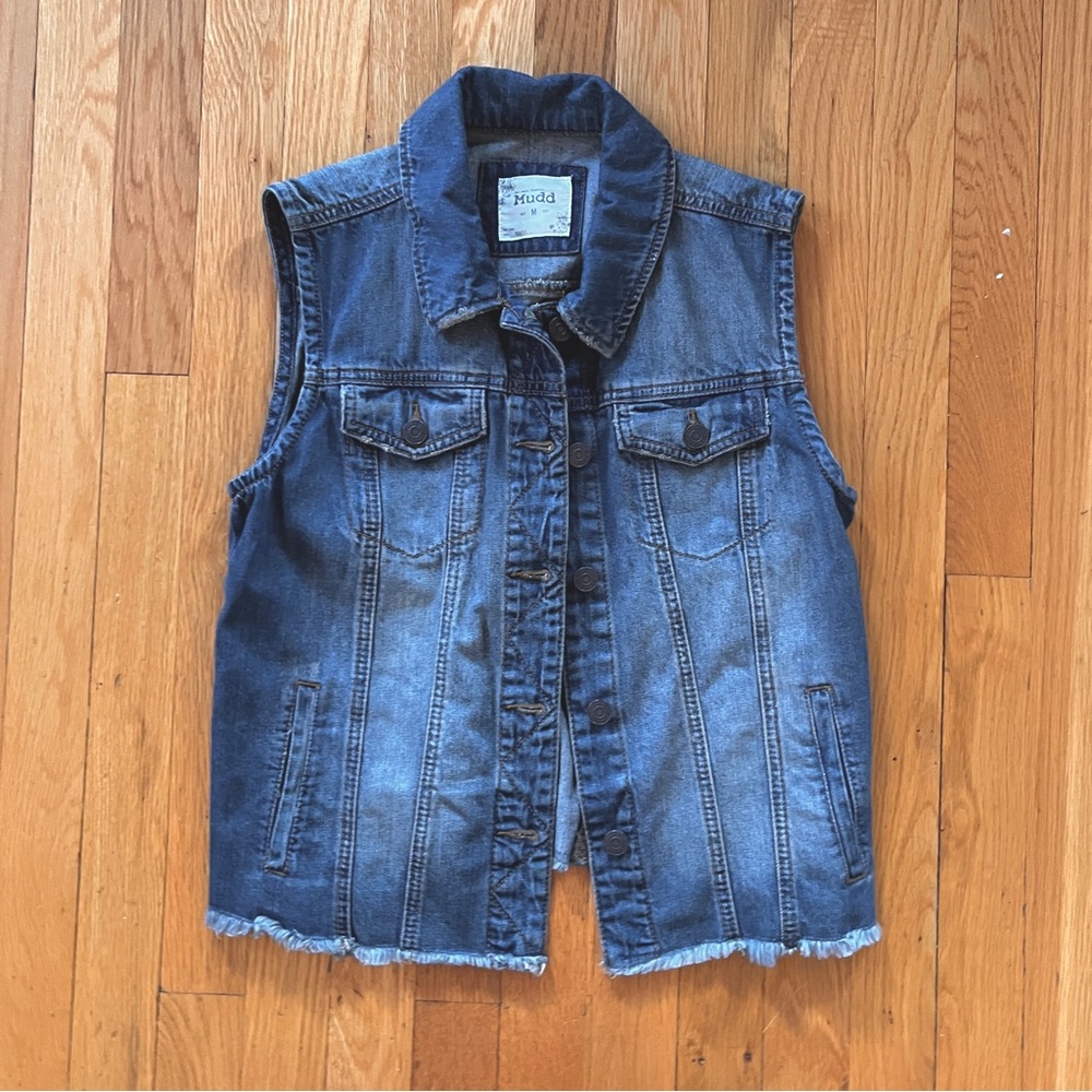Mudd Medium Juniors Blue Denim Vest Sleeveless Jacket